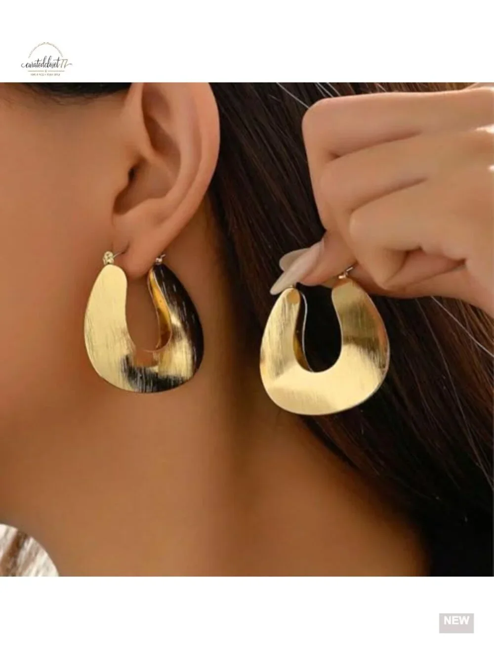 Geometric Statement Gold Hoop Earrings Lightweight Chunky Daily Wear